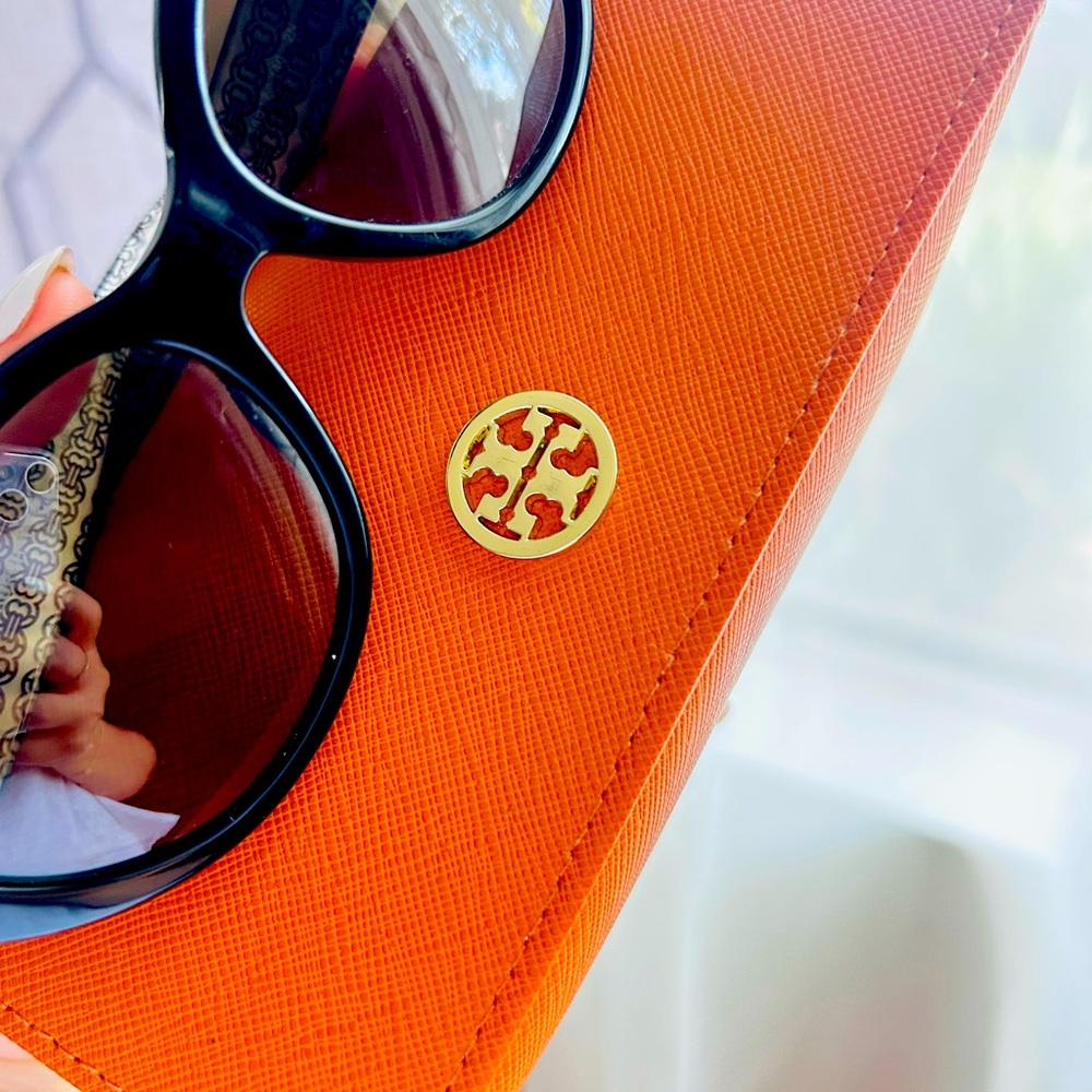 Orange Sunglasses Case with Gold Accent